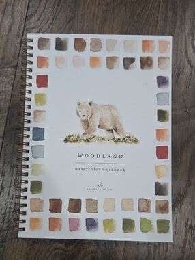 Woodland Watercolor Workbook - Bear Cover (White with Multicolor Accents)